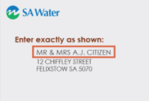 Red box showing where to locate the customer name on the bill.